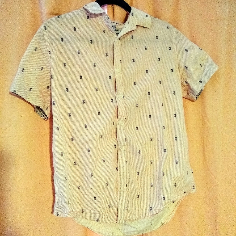 Denim & Flower Button Up Pineapple Shirt